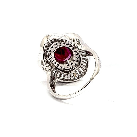 Cocktail Ring 14k white gold, Red Cubic Zirconia Size 8 - Picture 12 of 12